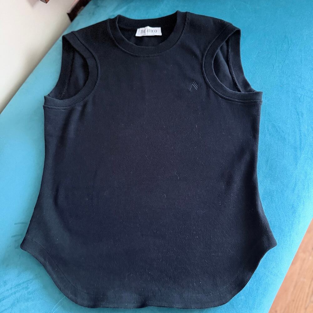 The Attico Black Ribbed Sleeveless Muscle Tank Top Women’s Size [Size]